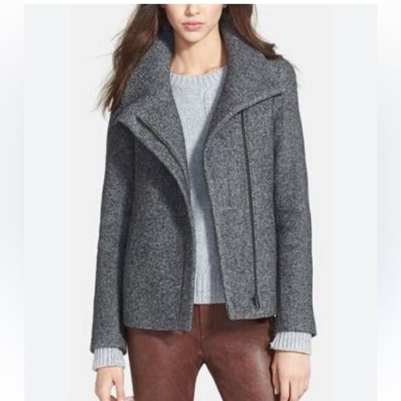Soia & Kyo Jackets & Blazers - SOIA and KYO 'Reagan' Asymmetrical Bouclé  Jacket wool Charcoal Coat  XXS nwot